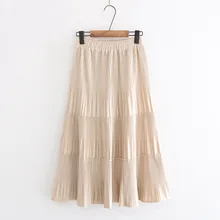 Модные элегантные плиссированные юбки для женщин; сезон осень-зима; Качественные однотонные юбки с высокой талией; эластичная трапециевидная плиссированная юбка; Femme Chic Saia