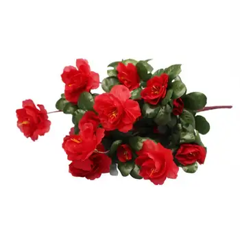 

Fall Outdoor Artificial Red Azalea Flowers Bushes High For Garden Resistant Small Flowers Decorations UV Quality Home Decor Y7X0