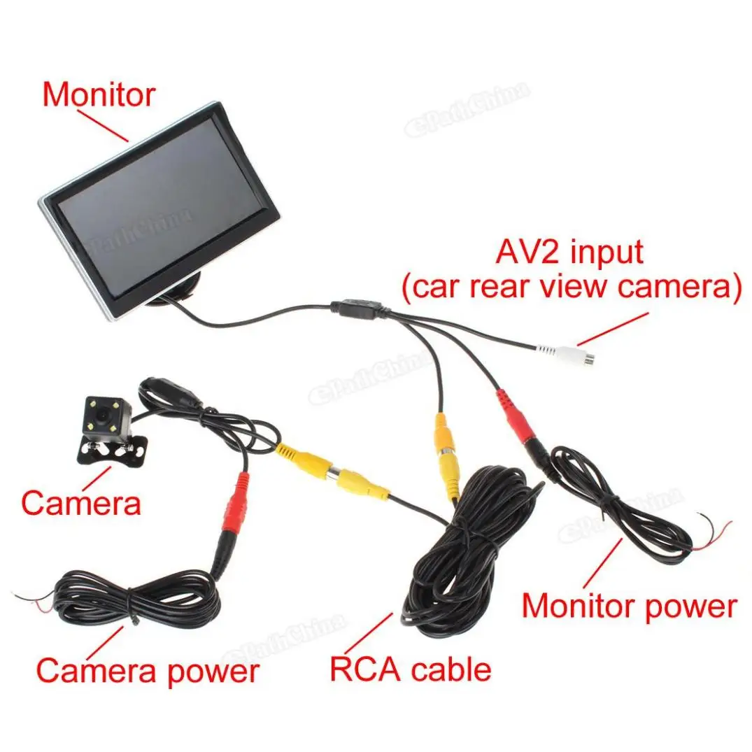 5 дюймов TFT-LCD Экран 480x272 HD цифровой Цвет автомобильный монитор заднего вида+ E306 18 мм Цвет автомобиля Камера
