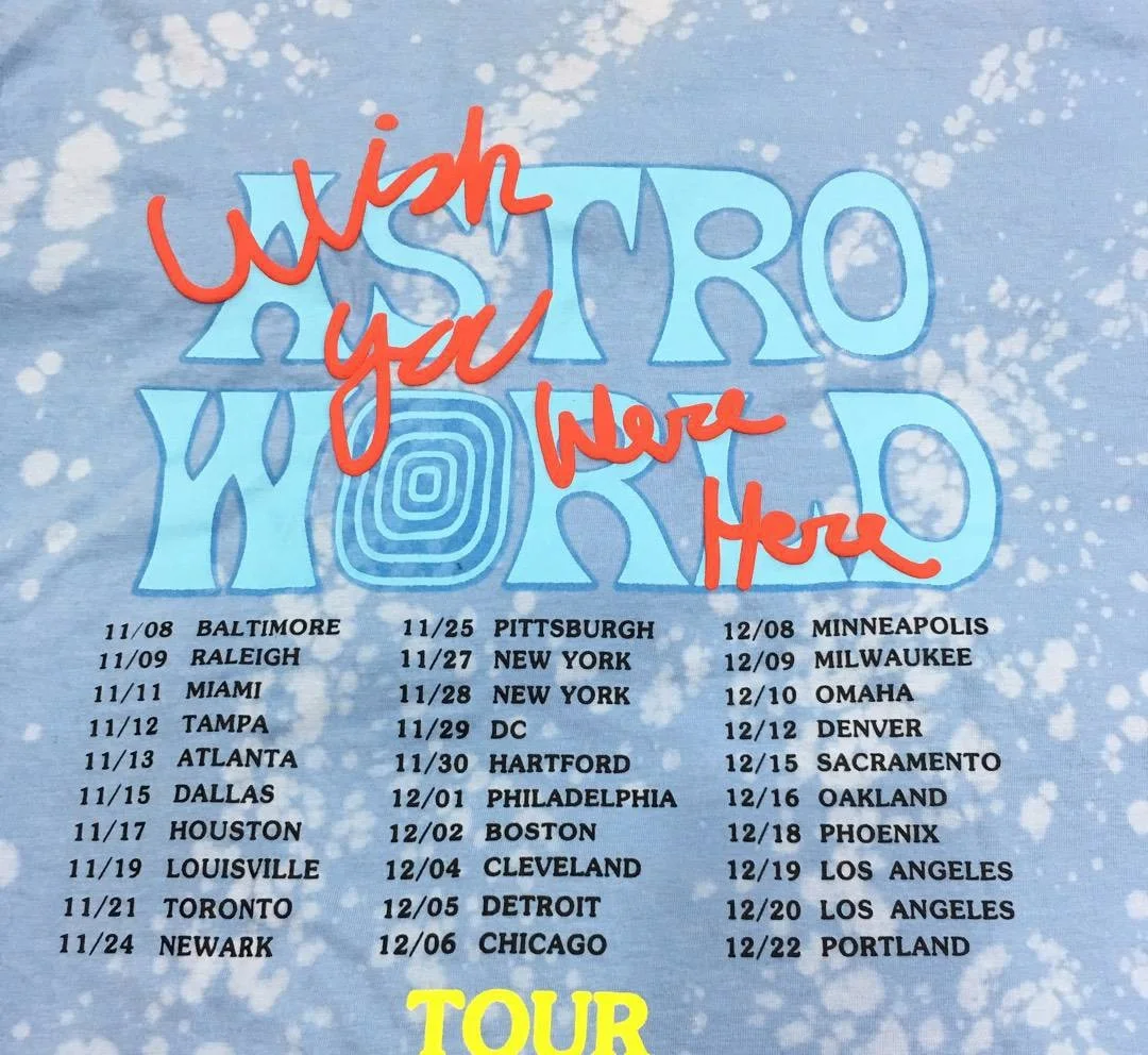19SS кактус с изображением Трэвиса Скотта Astroworld серповидная Футболка мужская и женская 1:1 галстук высокого качества крашеные хип-хоп футболки
