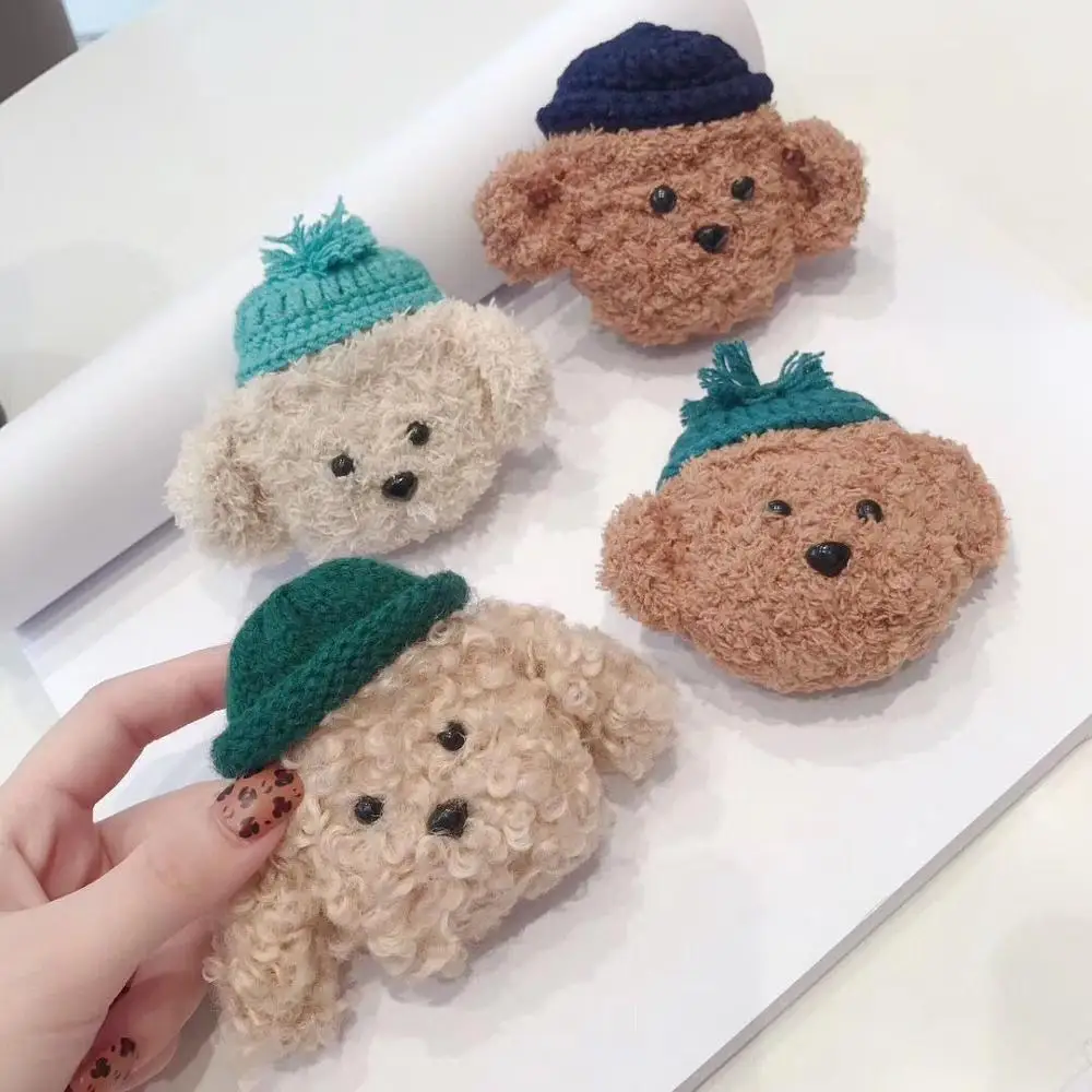 3D Fluffy Plush Brown Dog Bluetooth Earphone Case For Apple AirPods Soft Charging Headphones Cases Airpods Protective Cover |