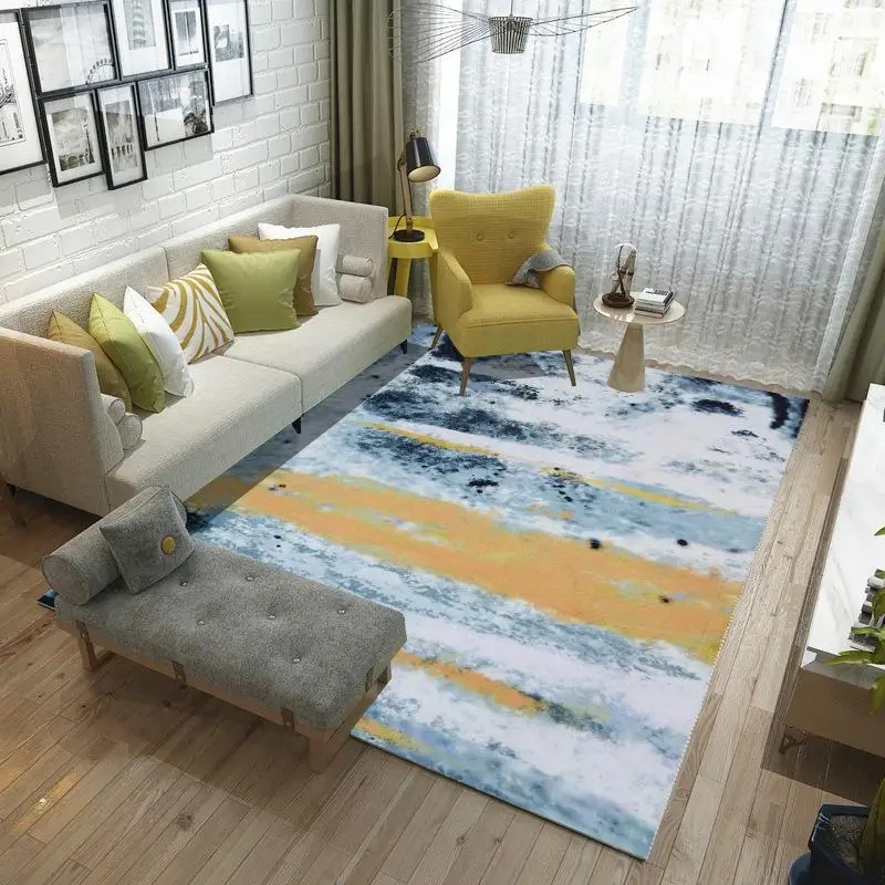 New Design Nordic Abstract Ink Painting Carpet/Living Room Bedroom Anti-slip Large Rug Floor Mat Kitchen Carpets Area Rugs CF - Цвет: Синий