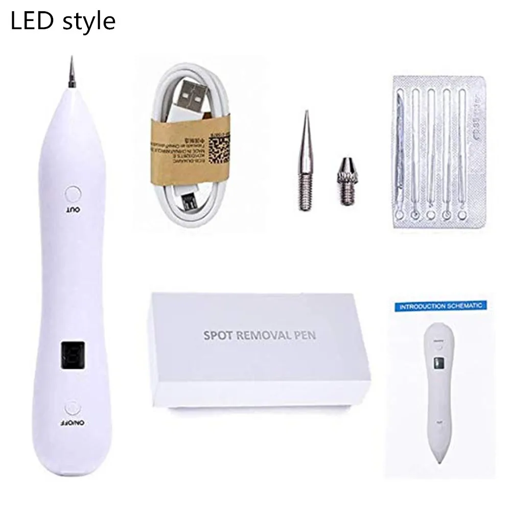 LED style Tlinna Mole Tattoo Removal Machine LCD Laser Plasma Pen Skin Corn Freckle Tag Nevus Dark Age Spot Remove Tool Beauty Care - Color: LED style
