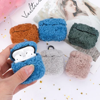 

Cute Knit Wool Case Cover for Airpods 1 2 Pro Multicolor Newest Fashion Soft Dust Proof Winter Simple Solid Color Plush Case
