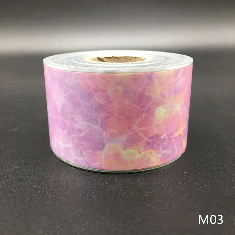 M03 1 рулон, 4 см* 100 м, мраморный узор, фольга для ногтей, переводная наклейка, звездное небо, японский стиль, наклейка для ногтей, гелевый слайдер, маникюр - Цвет: M03