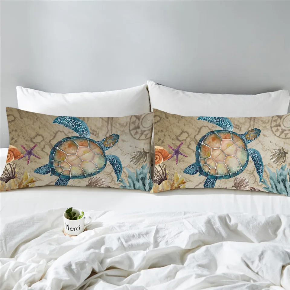 3 BeddingOutlet Turtle Pillow Case Golden Tortoise Pillowcase Luxury Animal Pillow Cover Bohemian Yellow for Bedroom Fronha - Цвет: 3