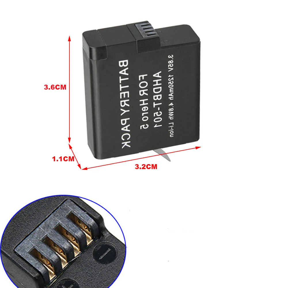 3 шт 1250mAh батареи для GoPro Hero 5 6 7 экшн-камеры батарея AHDBT-501+ 3 Слоты USB зарядное устройство