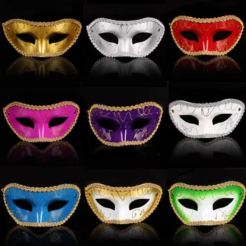 

5pcs Ball Masks Children 's Halloween Christmas Make - Up Ball Masks Flat - Headed Lace - Painted Mask