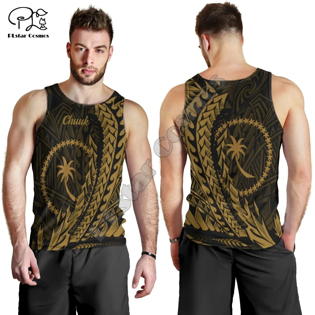 PLstar Cosmos 3DPrinted nueva moda CHUUK Tribal Polinesia tatuajes Harajuku Streetwear Top camisetas sin mangas Fitness Unisex 2