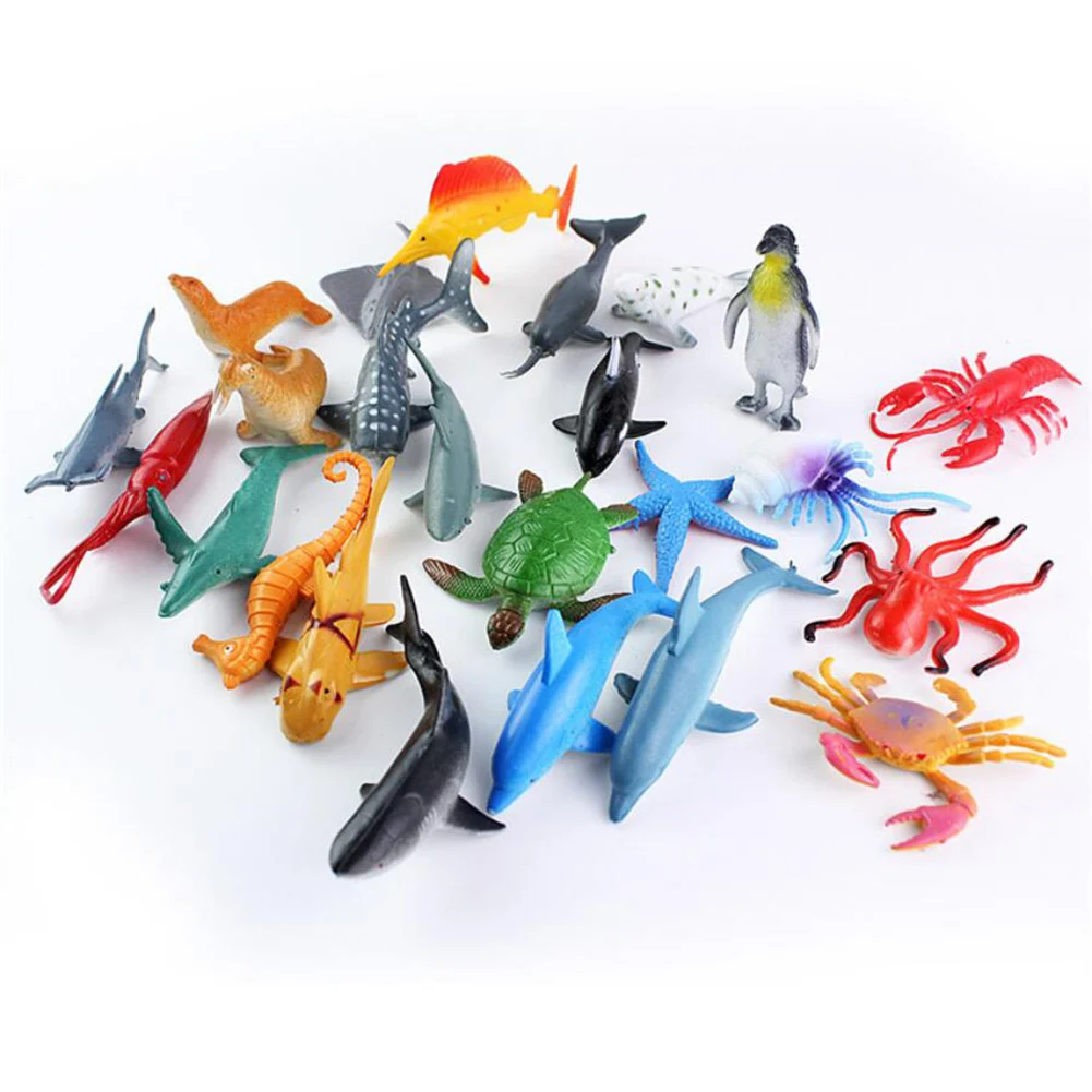

24pcs/lot Simulation Marine Animal Model Decoration Ocean Sea Life PVC Figures for Kids Gift