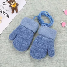 Детские перчатки, модные зимние теплые однотонные перчатки для маленьких мальчиков и девочек, милые теплые вязаные перчатки с длинными пальцами для детей 1-3 лет