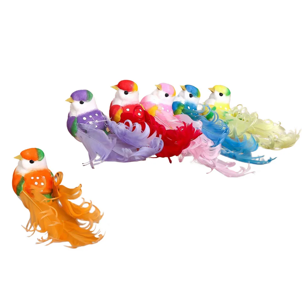 Colorful Beautiful Fake Foam Animal Bird Decorations Small Birds For Crafts Gardening Clip Style DIY Festival Supplies Ornaments | Дом и сад