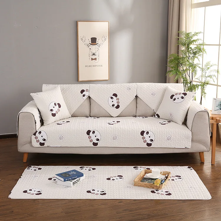 

New Style Summer Fabric Sofa Cushion Simple Fashion Cotton Anti-slip Four Seasons Universal Comfortable Mould Proof Sofa Mat