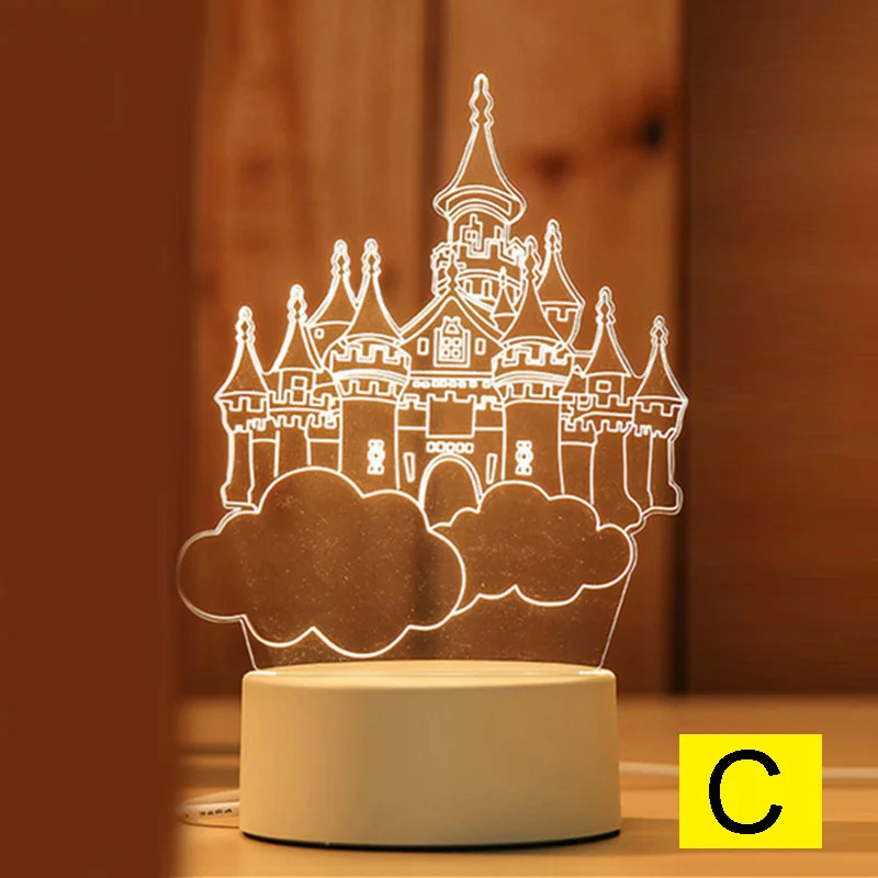 c Мультяшный ночной Светильник 3D светодиодный USB мечта мягкий Светильник Настольный ночной Светильник QP2 - Цвет: c