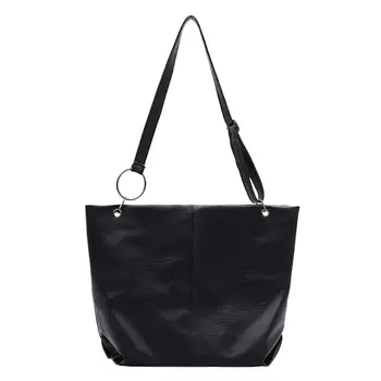 

Adjustable PU Leather Shoulder Handbag Large Capacity Women Girl Simple Solid Shopping Totes Messenger Crossbody Bag