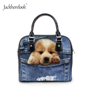 

Jackherelook Women Fashion Handbags 3D Cute Cowboy Cats Printing Large Capacity Ladies Shoulder Bags Big Messenger Bags Feminina
