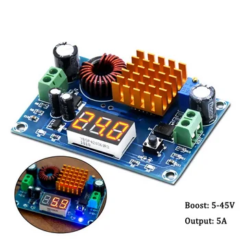 

DC 4V-35V To DC 5V-45V Boost Module Digital Voltmeter DC-DC Step Up Module Boost Converter Board 5A Power Adjustable For Voltage