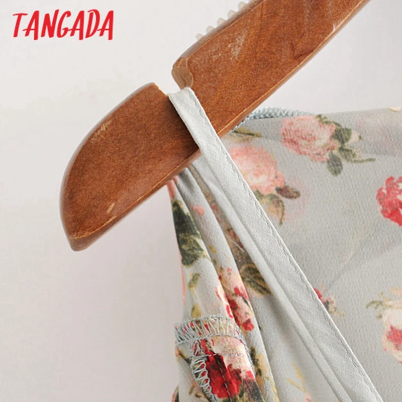 Tangada модное женское платье средней длины с цветочным принтом и оборками, с длинным рукавом и круглым вырезом, комплект из двух предметов, винтажные платья 3H19