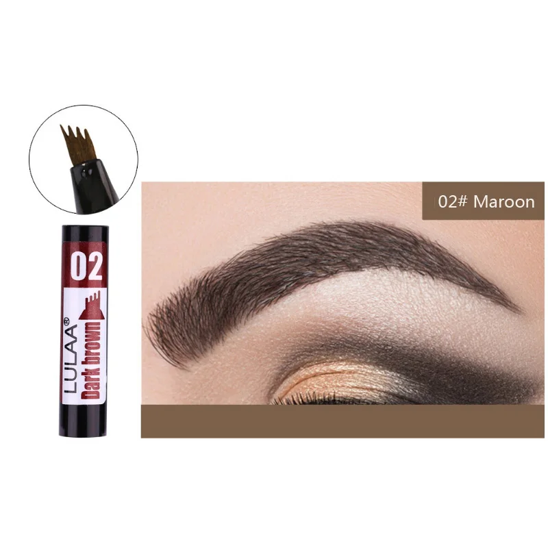 6 Color Microblading Eyebrow Pencil Waterproof Fork Tip Tattoo Pen Tinted Fine Sketch Eye Brow Pencils Long Lasting Eyebrows - Цвет: Maroon