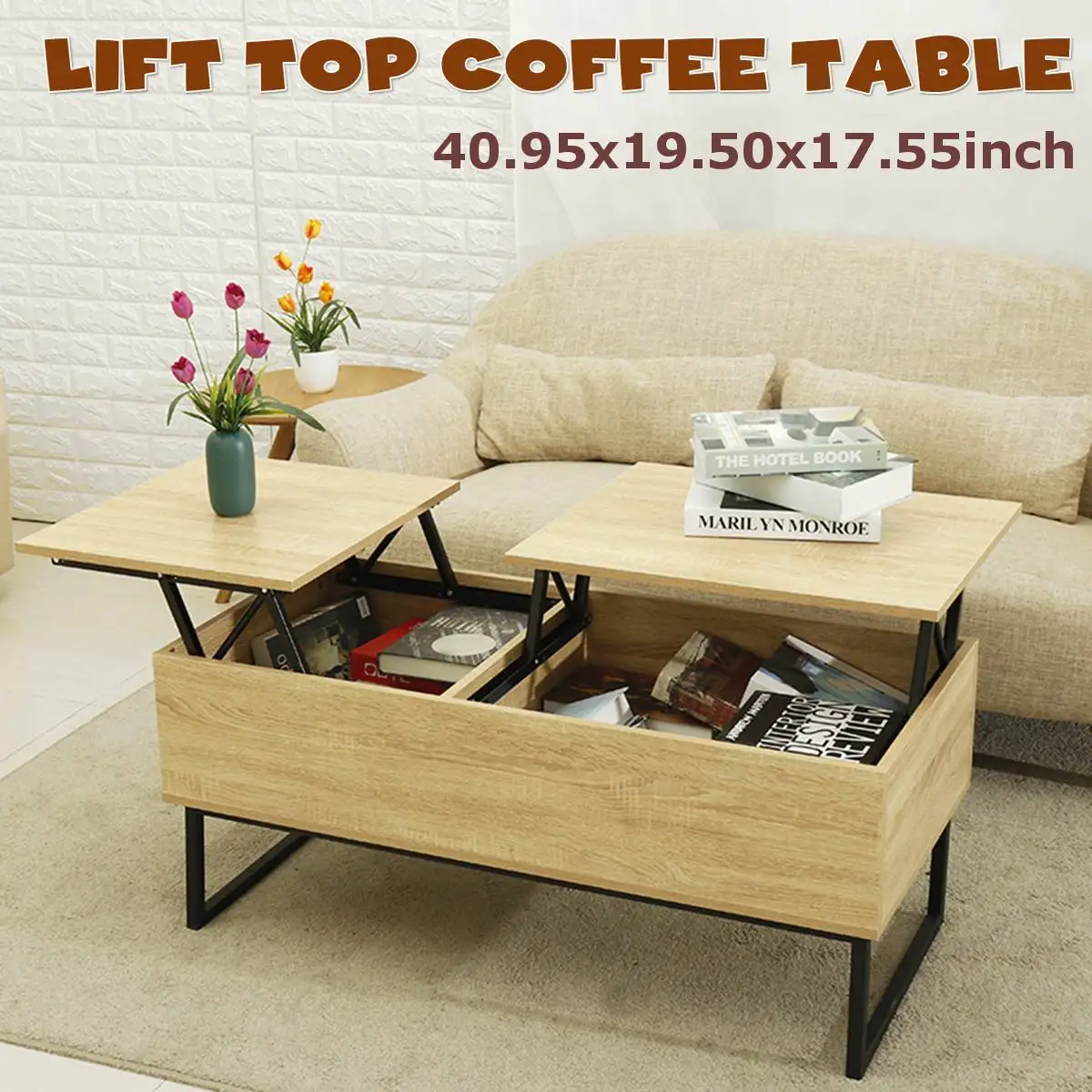 

Lift-top Multifunctional Living Room Tea Table Economic Type Small Apartment Coffee Table Nordic Tea Table Simple Solid Wood