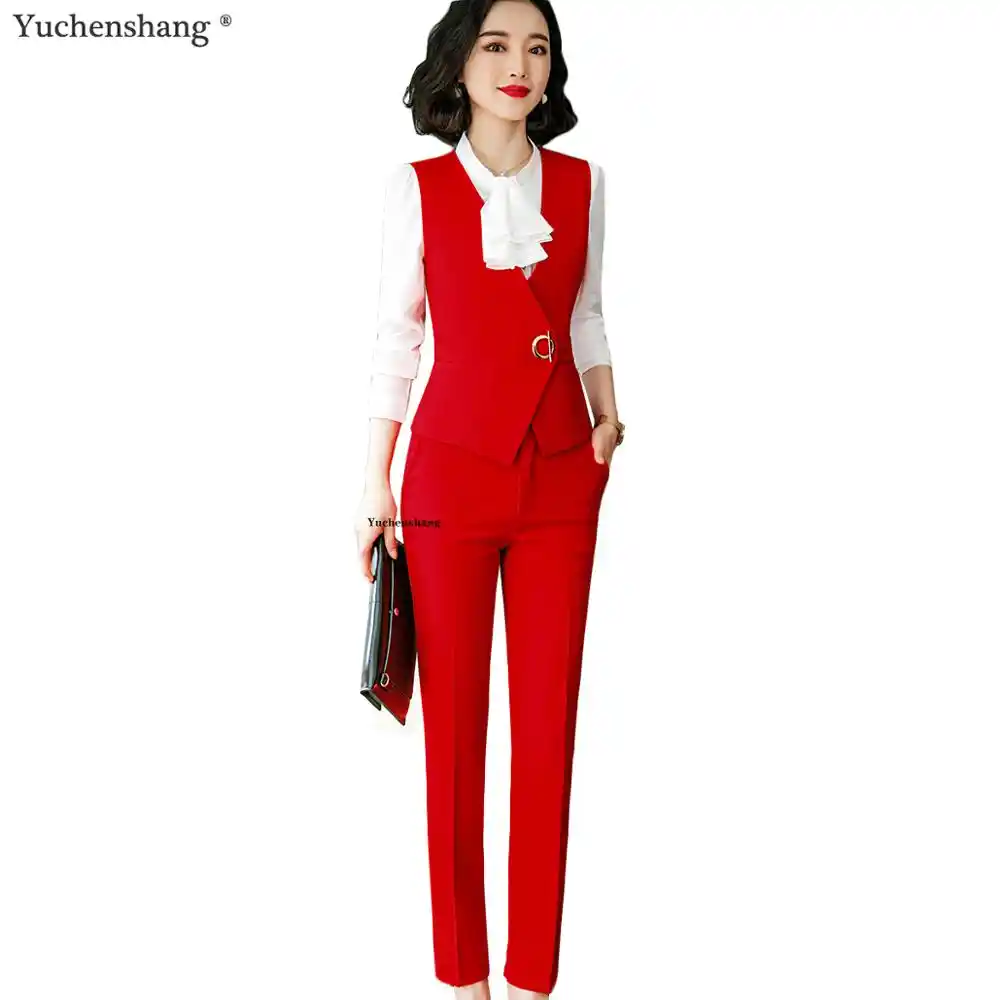 red blazer and pants set