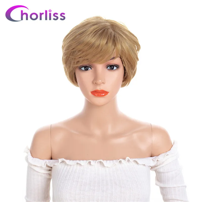 Синтетические парики короткие Pixie Cut женские с боковым челка Chorliss боковая часть