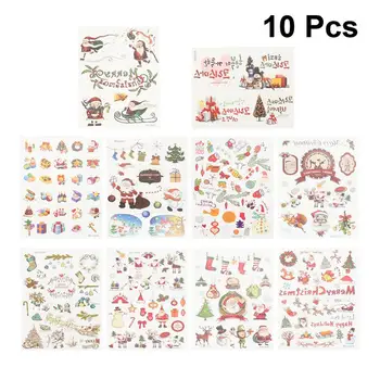 

10 Sheets Christmas Temporary Tattoo Stickers Party Waterproof Body Art Decals for Children Kids