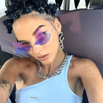 

Fashion Rimless Dragonfly Wing Sunglasses Women Men Vintage Clear Ocean Lens Eyewear Punk Sun Glasses Shades UV400 Sunglasses
