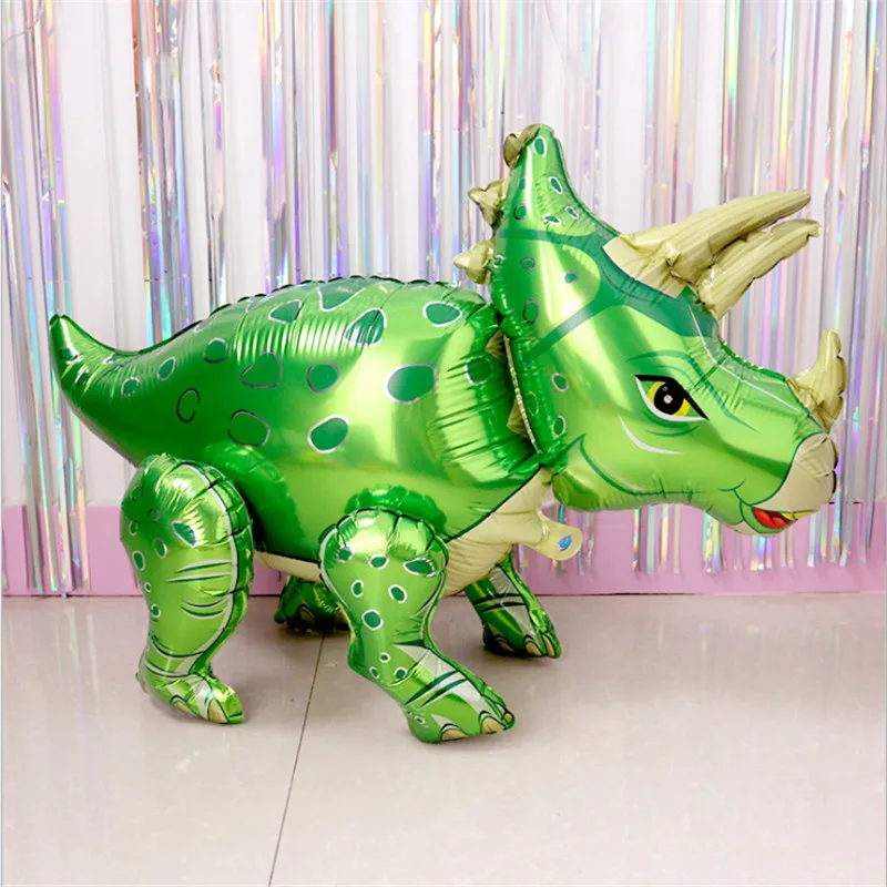 3D ходячий стоячий динозавр форма Алюминиевая Пленка воздушный шар стерео тираннозавр тема детский день рождения сцена макет украшение - Цвет: Темный хаки