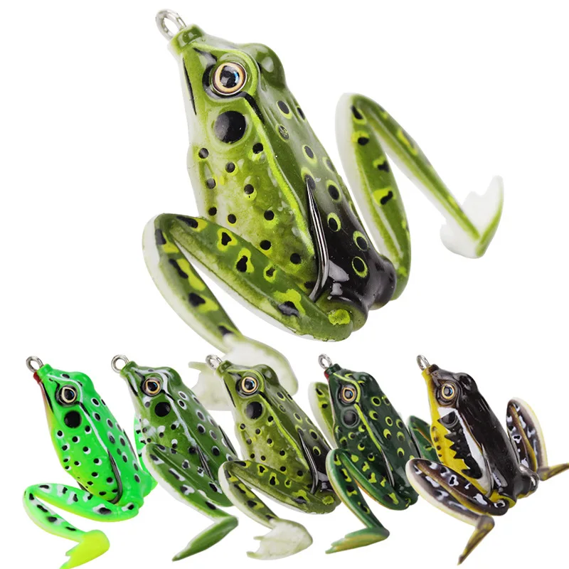 Xersex 4 pz/Scatola Soft Frog Esche da Pesca Doppi Ganci 6g 9g