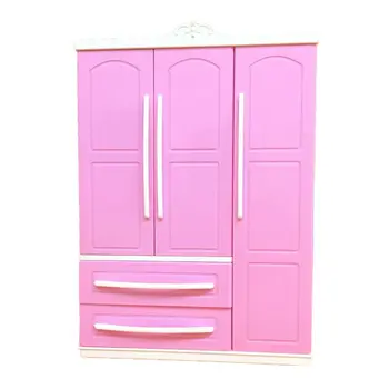 

1PC Three-door Pink Modern Wardrobe Play set for Barbi Furniture Can Put Shoes