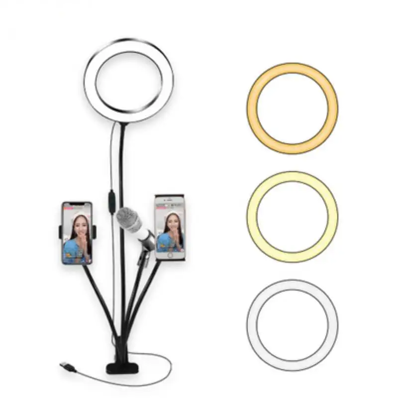 

20cm LED Fill Light Selfie Ring Dimmable Camera Lamp USB Phone Video Photo With Stand Tripod For Live YouTube Makeup Live Studio