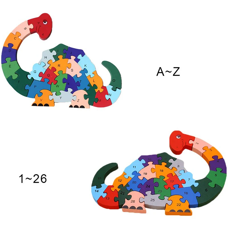 2 шт деревянные пазлы, алфавит головоломки строительные блоки животные деревянные улитки динозавр буквы цифры блоки игрушки для детей