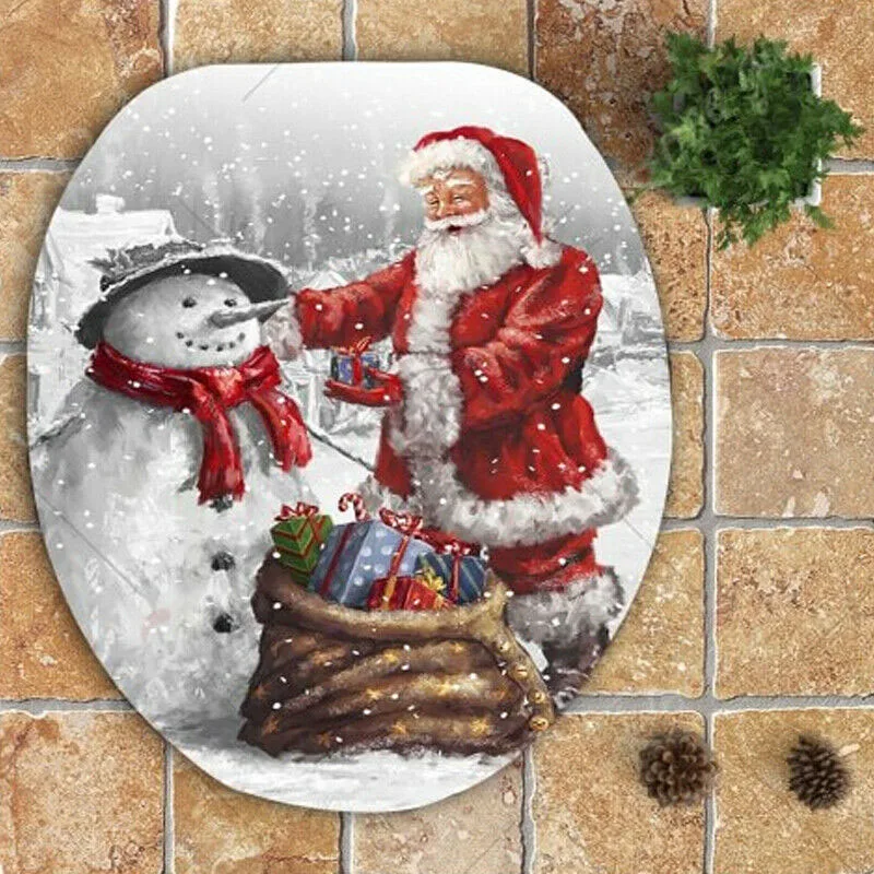 3 шт. рождественское сиденье для унитаза набор Санта-Клаус коврик для ванной комнаты Рождественский Декор для ванной комнаты Санта-Клаус покрытие для унитаза ковер украшение для дома