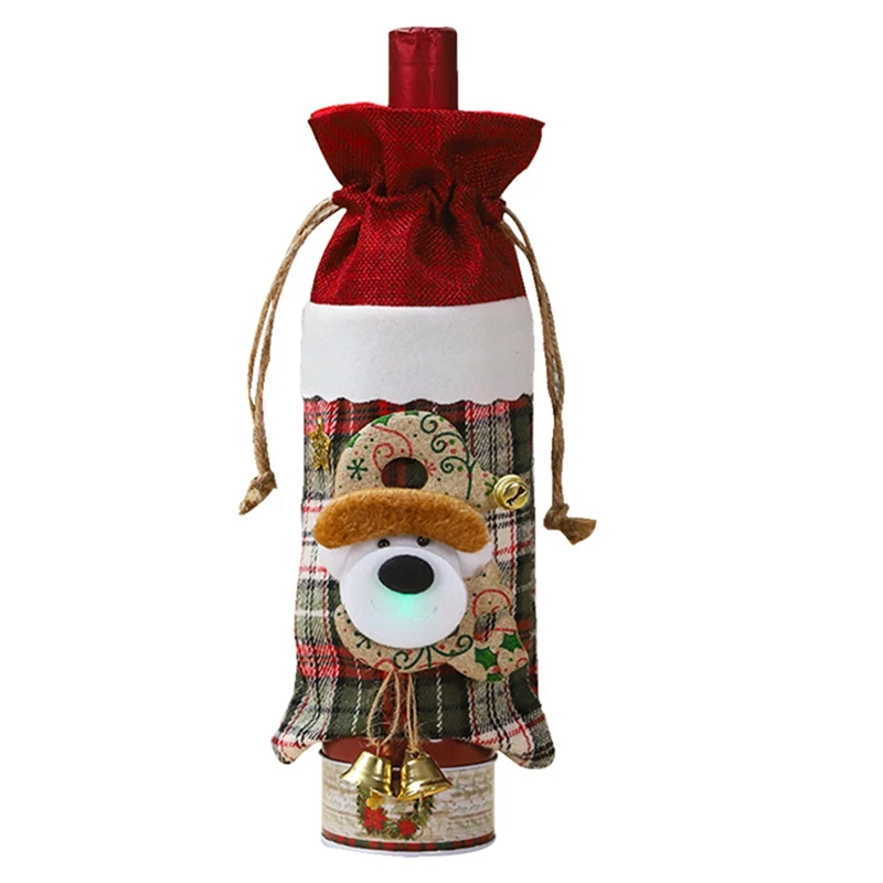 Santa Claus Luminous Wine Bottle Cover Merry Christmas Decorations For Home Christmas Ornament Gift New Year