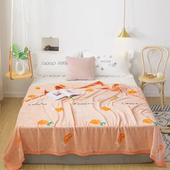 

Orange High quality Thicken plush bedspread blanket 200x230cm High Density Super Soft Flannel Blanket for the sofa/Bed/Car