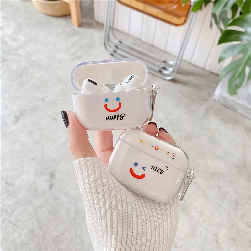 Cute Smiley Soft Clear Custodia Per Auricolari In Silicone Per Apple Airpod 2/1 Cover Per Airpod Pro 3 Custodia Per Auricolari Per Airpods Capa Fundas
