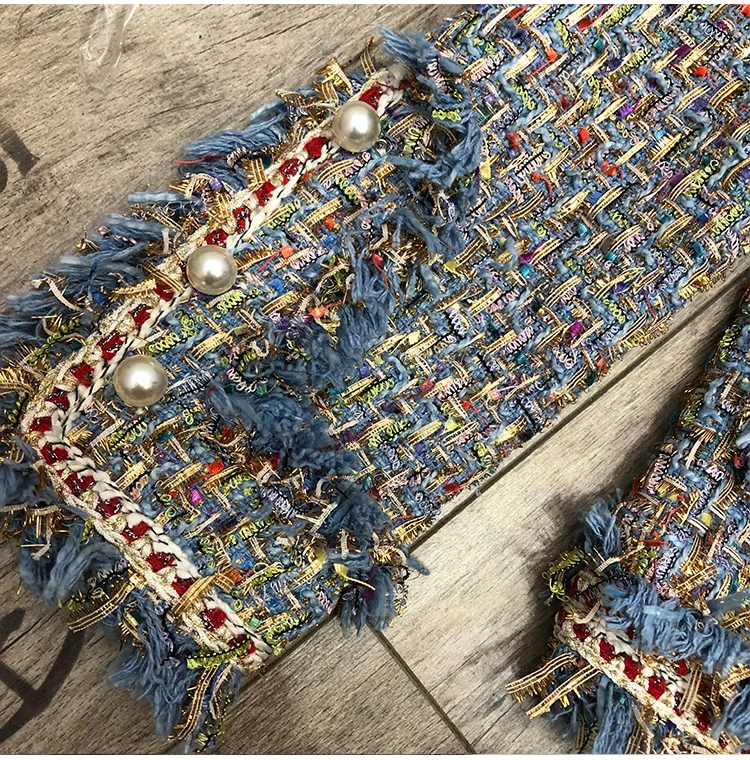 Осенне-зимняя Новая модная женская трикотажная Толстая твидовая куртка Элегантная Маленькая короткая кромка для волос Женская куртка студенческие пальто