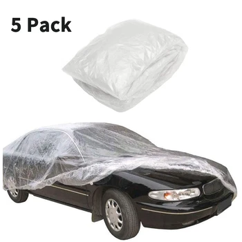 

5 PACK Disposable Car Cover Waterproof Transparent Plastic Dustproof Cover Car Rain Covers