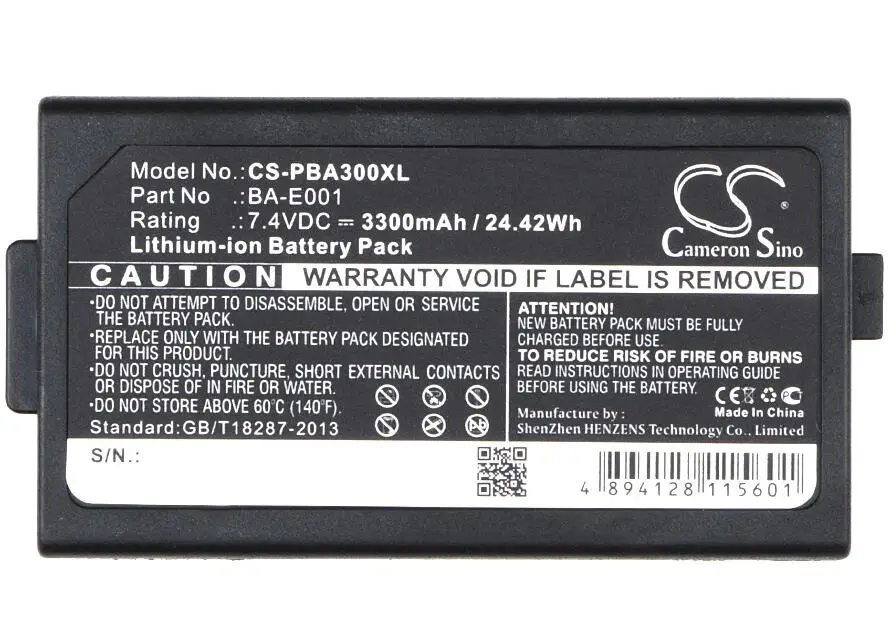 

cameron sino 3300mah battery for BROTHER PT-E300 E500 E550W H300 H300LI H500LI P750W P-touch H300/LI BA-E001 PJ7 Printer Battery
