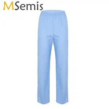 

MSemis Nursing Scrubs Pants Womens High Waist All-around Elastic Waistband Medical Nursing Scrub Lab Spa Long Pants Trousers