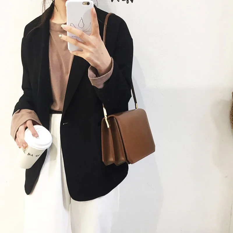 

Shoulder Bag for Women PU Leather Solid Color Simple Style Handbag Fashion Underarm Package Daily Small Bag Totes bolsa feminina