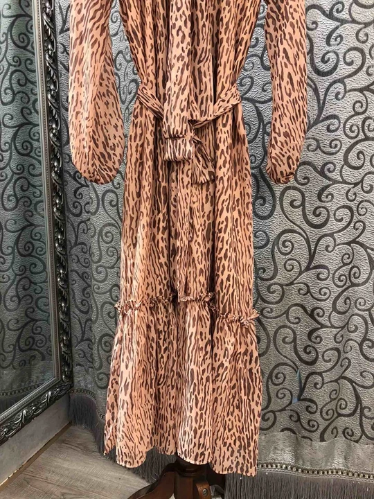 Высококачественное дизайнерское платье г. Осенние модные вечерние платья для женщин с воротником-бабочкой, сексуальное леопардовое платье с длинными рукавами и поясом