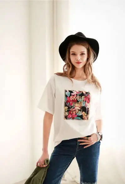 Camisetas Blusa Tumblr 2xl летняя Европейская Женская Студенческая Универсальная футболка с буквенным принтом рубашки из хлопка с воротником свободная футболка с рукавом