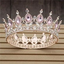 Великолепный розовый свадебный венец со стразами розовое золото цветок диадемы и короны королевская Королева Король свадебная диадема украшения для волос