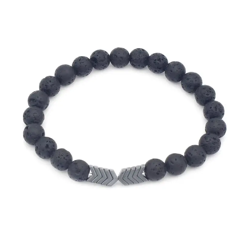 black Камень из вулканической лавы диффузор Эфирные масла баланс браслеты Браслет Йога лечение Бусины В Стиле Йоги браслет стрелки для унисекс ювелирные изделия - Окраска металла: black