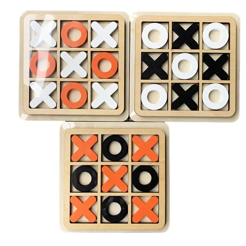 WoodenXOChessBoardGameToyParentChildInteractionClassicLeisure