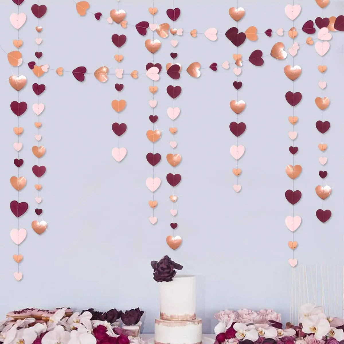 Party Decorations Birthday Banner Birthday Streamers Wedding Decor Supplies Love Pink Glitter Gold White Paper Heart Shaped Garlands String Hanging Curtain Wedding Birthday Bridal Shower Party Decorations