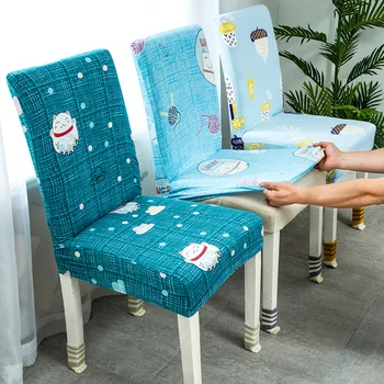 

Removable Half Back Slipcovers Chair Covers Spandex Chair Cover Universal Stretch Kitchen Seat Case Printing For Dinning Room