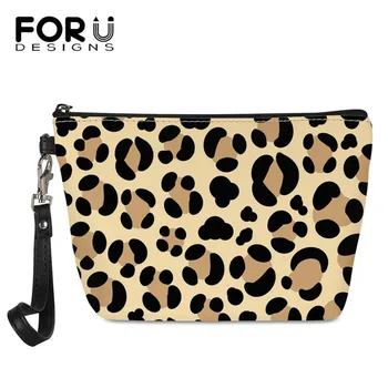 

FORUDESIGNS Fashion Leopard Pattern Women's Cosmetic Organizer Female Makeup Bags Small Travel Toiletry packet Girls Baeuty Case